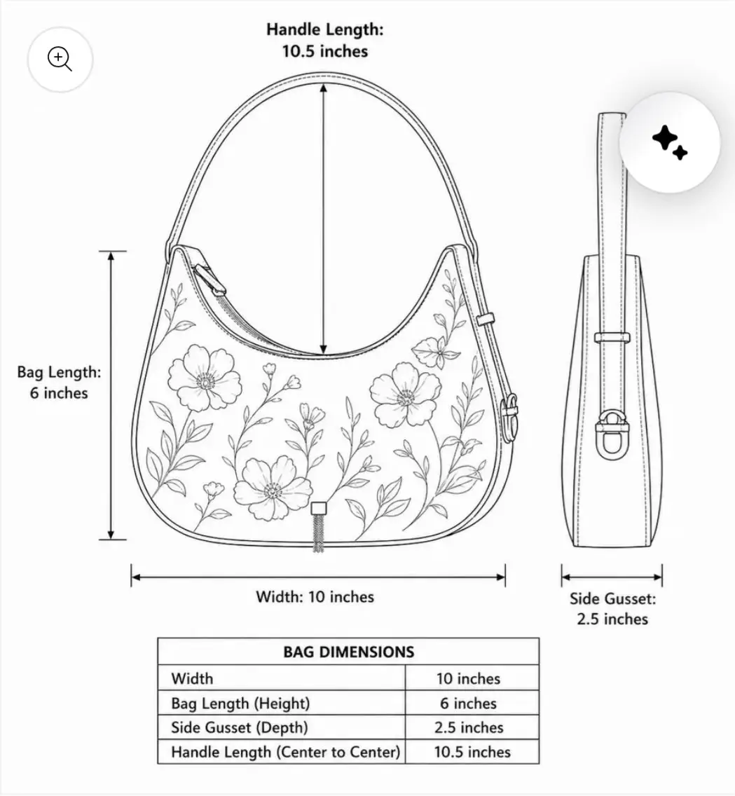 Floral Rexgine Hobo Bag with Adjustable Top Handle for Girls