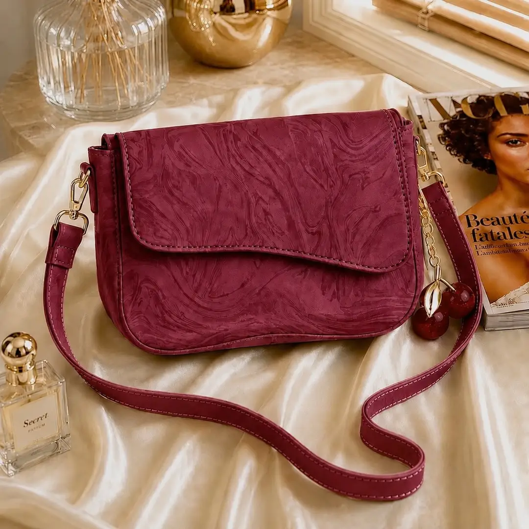 Girl's Leather Textured Hand Bag - Multicolor Top Handle Crossbody