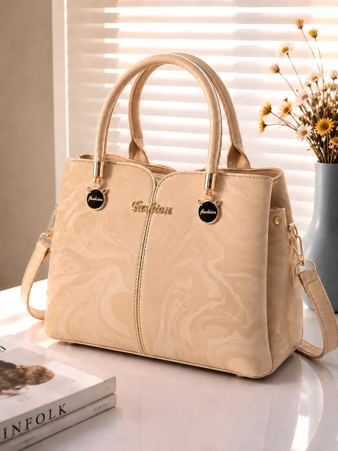 Women's High Quality Leather Shoulder Bag – 3 Pocket Multicolor