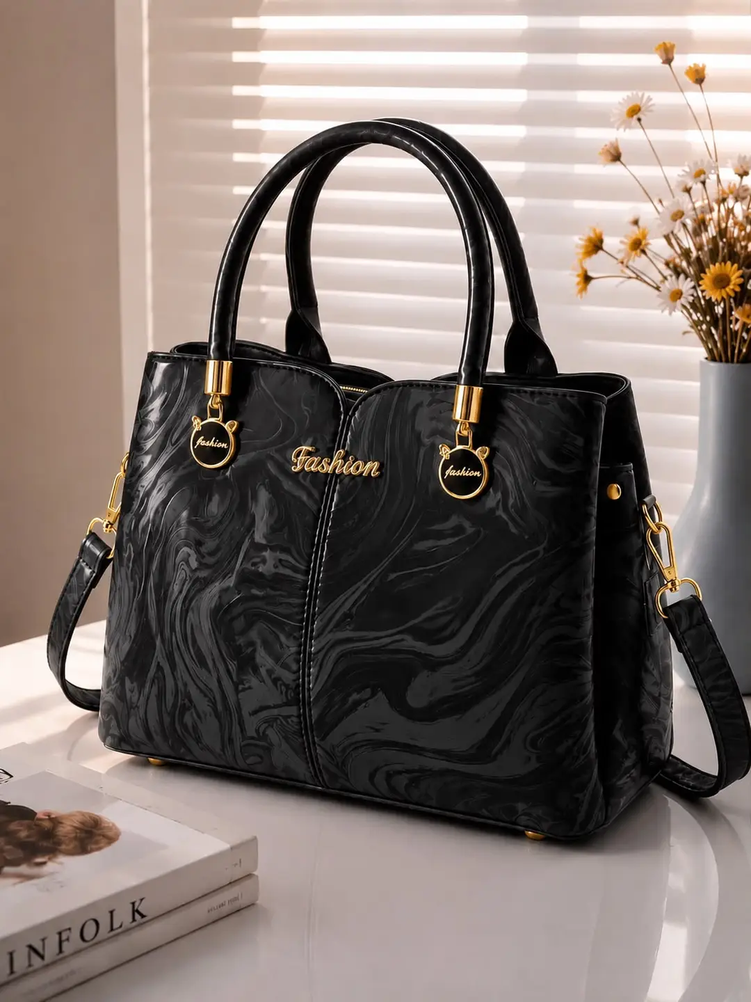 Women's High Quality Leather Shoulder Bag – 3 Pocket Multicolor