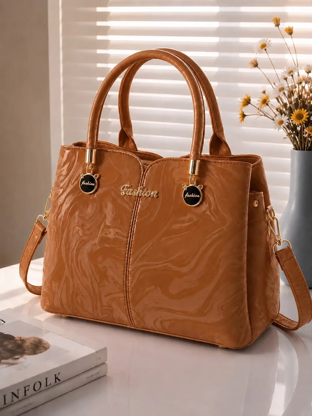 Women's High Quality Leather Shoulder Bag – 3 Pocket Multicolor