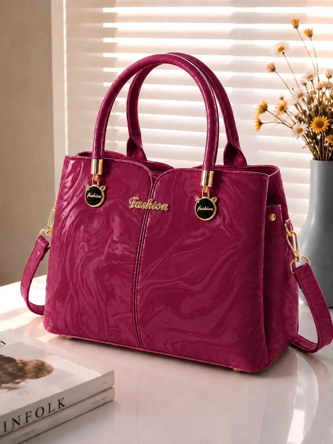 Women's High Quality Leather Shoulder Bag – 3 Pocket Multicolor