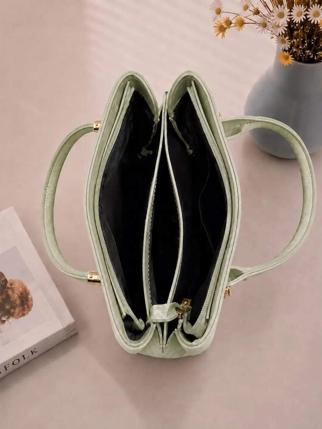 Women's High Quality Leather Shoulder Bag – 3 Pocket Multicolor
