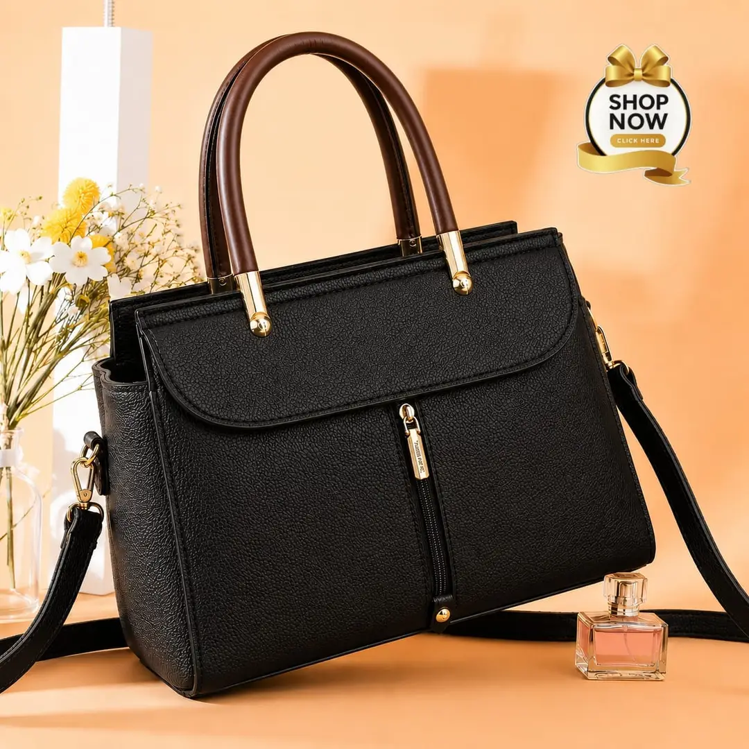 Women's Rexine Textured Hand Bag – Black Top Handle | COD Pakistan